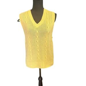Vintage Boundary Waters Yellow Knit Sweater Vest Cozy Preppy Women’s L